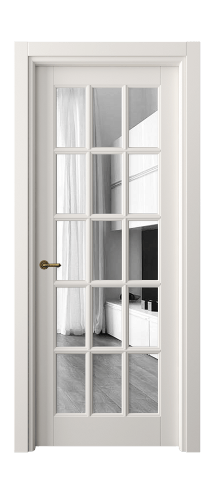 Межкомнатная дверь Тоскана Грильято 6311 Матовый пудровый белый Двустороннее зеркало, триплекс Цена 167290 сом | Volhovec