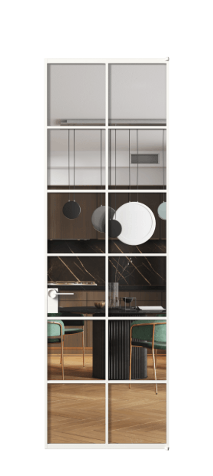 Алюминиевая дверь АЛПЛ040.05 Алюминий Белый Прозрачное стекло "Кристал Вижн", калёное Цена 190630  | Volhovec