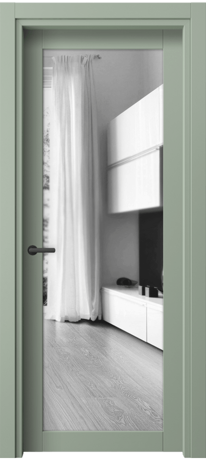 Межкомнатная дверь Нео 2102 ПЭТ светло-оливковый Двустороннее зеркало, триплекс Цена 29259 ₽ | Volhovec