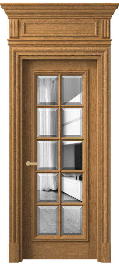Межкомнатная дверь Антик 7310 Дуб солнечный матовый Двустороннее зеркало с фацетом, триплекс Цена 431190 сом | Volhovec