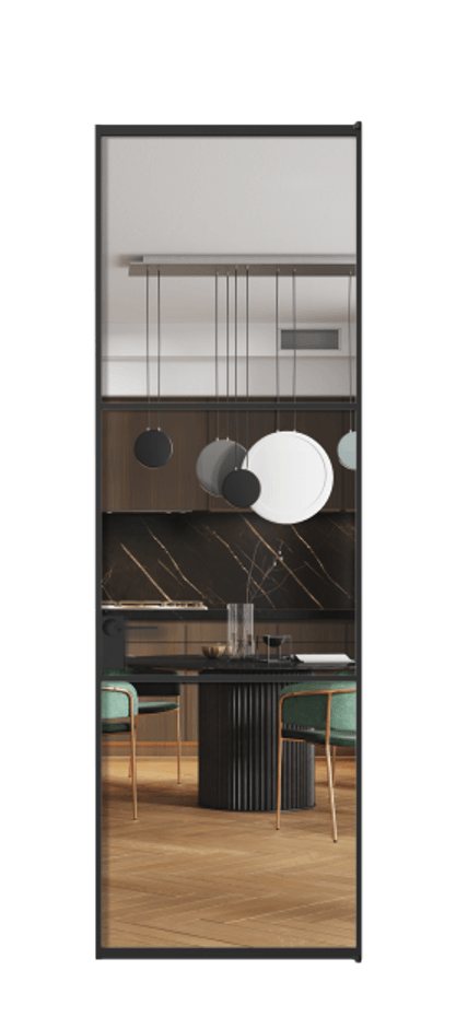 Алюминиевая дверь АЛПЛ040.03 Алюминий Черный Прозрачное стекло "Кристал Вижн", калёное Цена 184230  | Volhovec