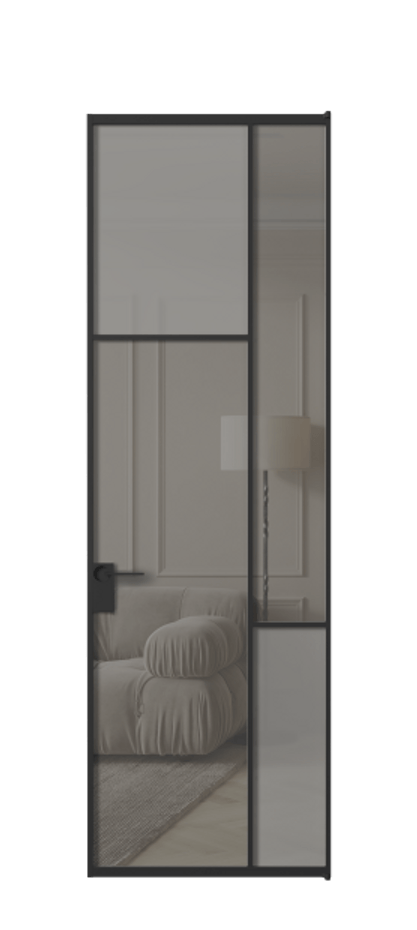 Межкомнатная дверь Мозаик АЛПЛ041.10 Алюминий Черный Сатинированное серое стекло, триплекс, 6 мм + Прозрачное серое стекло, триплекс Цена 233060 сом | Volhovec