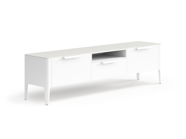 Мебель ТВ тумба Пьега. Цвет Матовый светло-серый. Материал Гладкая эмаль. Коллекция ТВ тумба Пьега. Картинка.