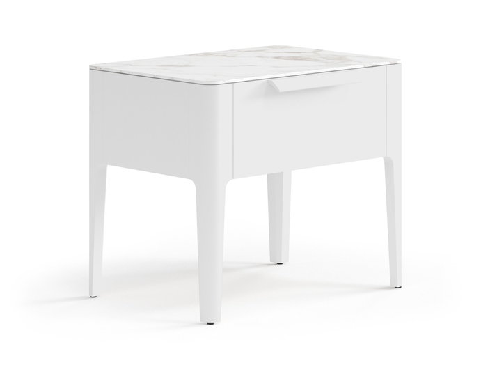 Мебель Тумба прикроватная Пьега 1 ящик. Цвет Матовый светло-серый. Материал Гладкая эмаль. Коллекция Тумба прикроватная Пьега 1 ящик. Картинка.