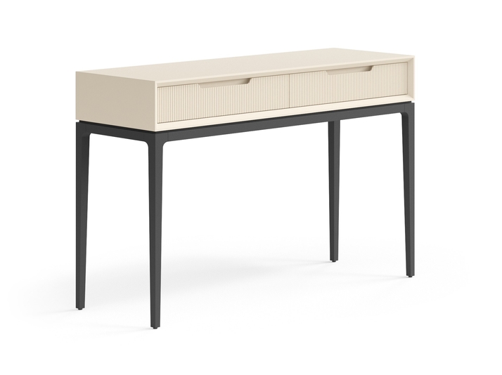 Мебель Консоль Вельвет 2 ящика. Цвет Матовый светло-бежевый. Материал Гладкая эмаль. Коллекция Консоль Вельвет 2 ящика. Картинка.