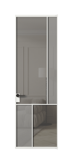 Межкомнатная дверь АЛПЛ041.21 АБЛ Серый сатин матовое + Серый прозрачное. Цвет Алюминий белоснежный. Материал Алюминий в эмали. Коллекция Мозаик. Фото. Дверь межкомнатная АЛПЛ041.21 АБЛ Серый сатин матовое + Серый прозрачное. Цвет Алюминий белоснежный. Материал Алюминий в эмали. Коллекция Мозаик. Картинка.