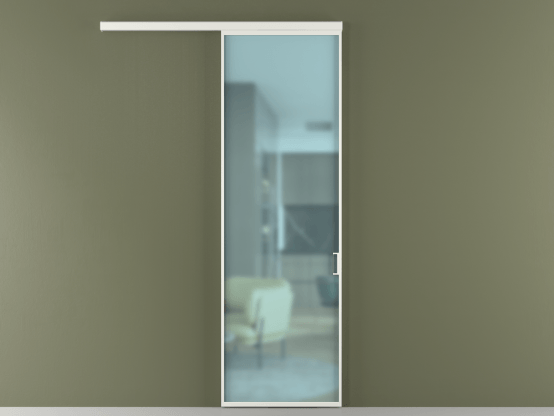 Алюминевая перегородка vd1_01_ Алюминий светло-серый Сатинированное голубое стекло, триплекс, 6мм. Цвет Алюминий светло-серый. Материал Алюминий в эмали. Коллекция Перегородка Формато вдоль стены 1 створка. Картинка.