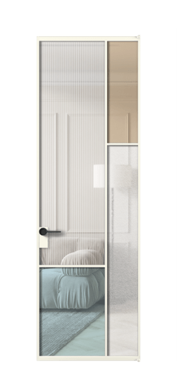 Дверь межкомнатная АЛПЛ041.12 АЖМ 4 стекла. Цвет Алюминий жемчужный. Материал Алюминий в эмали. Коллекция Мозаик. Картинка.