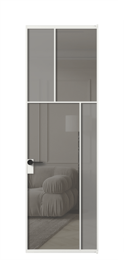 Межкомнатная дверь АЛПЛ041.23 АБЛ Серый сатин матовое + Серый прозрачное. Цвет Алюминий белоснежный. Материал Алюминий в эмали. Коллекция Мозаик. Фото. Дверь межкомнатная АЛПЛ041.23 АБЛ Серый сатин матовое + Серый прозрачное. Цвет Алюминий белоснежный. Материал Алюминий в эмали. Коллекция Мозаик. Картинка.