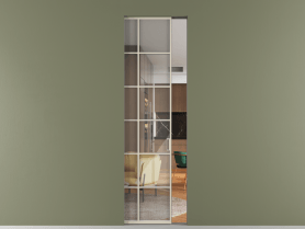 Алюминевая перегородка skr1_05_ Алюминий бежево-серый Stopsol Clear. Цвет Алюминий бежево-серый. Материал Алюминий в эмали. Коллекция Перегородка Формато скрытый пенал 1 створка. Картинка.