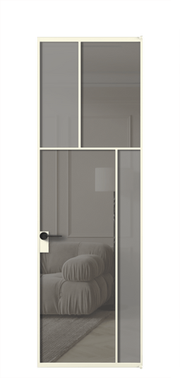 Межкомнатная дверь АЛПЛ041.23 АМБ Серый сатин матовое + Серый прозрачное. Цвет Алюминий молочно-белый. Материал Алюминий в эмали. Коллекция Мозаик. Фото. Дверь межкомнатная АЛПЛ041.23 АМБ Серый сатин матовое + Серый прозрачное. Цвет Алюминий молочно-белый. Материал Алюминий в эмали. Коллекция Мозаик. Картинка.