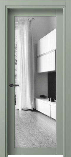 Дверь межкомнатная 2102 ПЭСО ДВ ЗЕР. Цвет ПЭТ светло-оливковый. Материал ПЭТ. Коллекция Нео. Картинка.