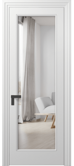 Дверь межкомнатная 8300 МБЛ Двустороннее зеркало. Цвет Матовый белоснежный. Материал Гладкая эмаль. Коллекция Рокка. Картинка.
