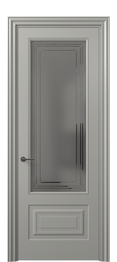 Дверь межкомнатная 8442 МНСР Серый сатин с гравировкой. Цвет Матовый нейтральный серый. Материал Гладкая эмаль. Коллекция Маскот. Картинка.