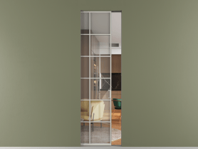 Алюминевая перегородка skr1_05_ Алюминий тёплый серый Stopsol Clear. Цвет Алюминий тёплый серый. Материал Алюминий в эмали. Коллекция Перегородка Формато скрытый пенал 1 створка. Картинка.